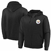 Men's Pittsburgh Steelers Majestic Cap Logo Full Zip Hoodie Black,baseball caps,new era cap wholesale,wholesale hats